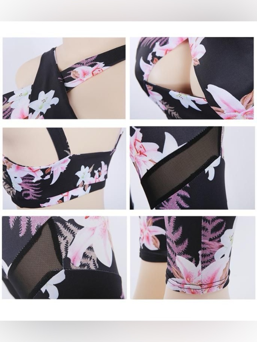 Floral Mesh Cutout 2 Piece Athletic Set - Picture 3 of 8